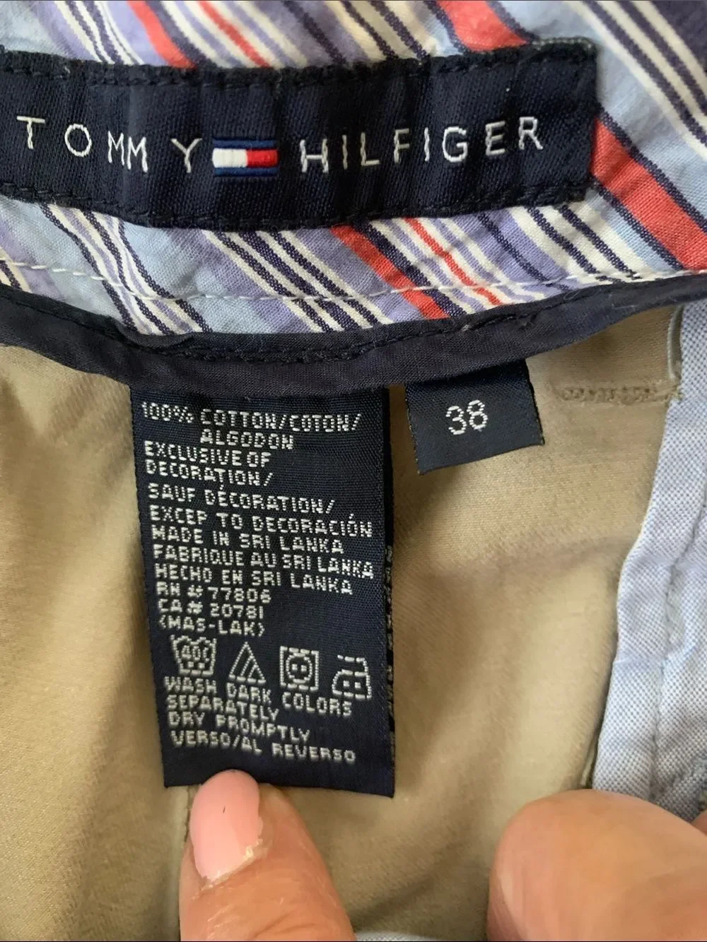Tommy Hilfiger Beige Cotton Chino Khaki Twill Pleated Casual Shorts Size 38